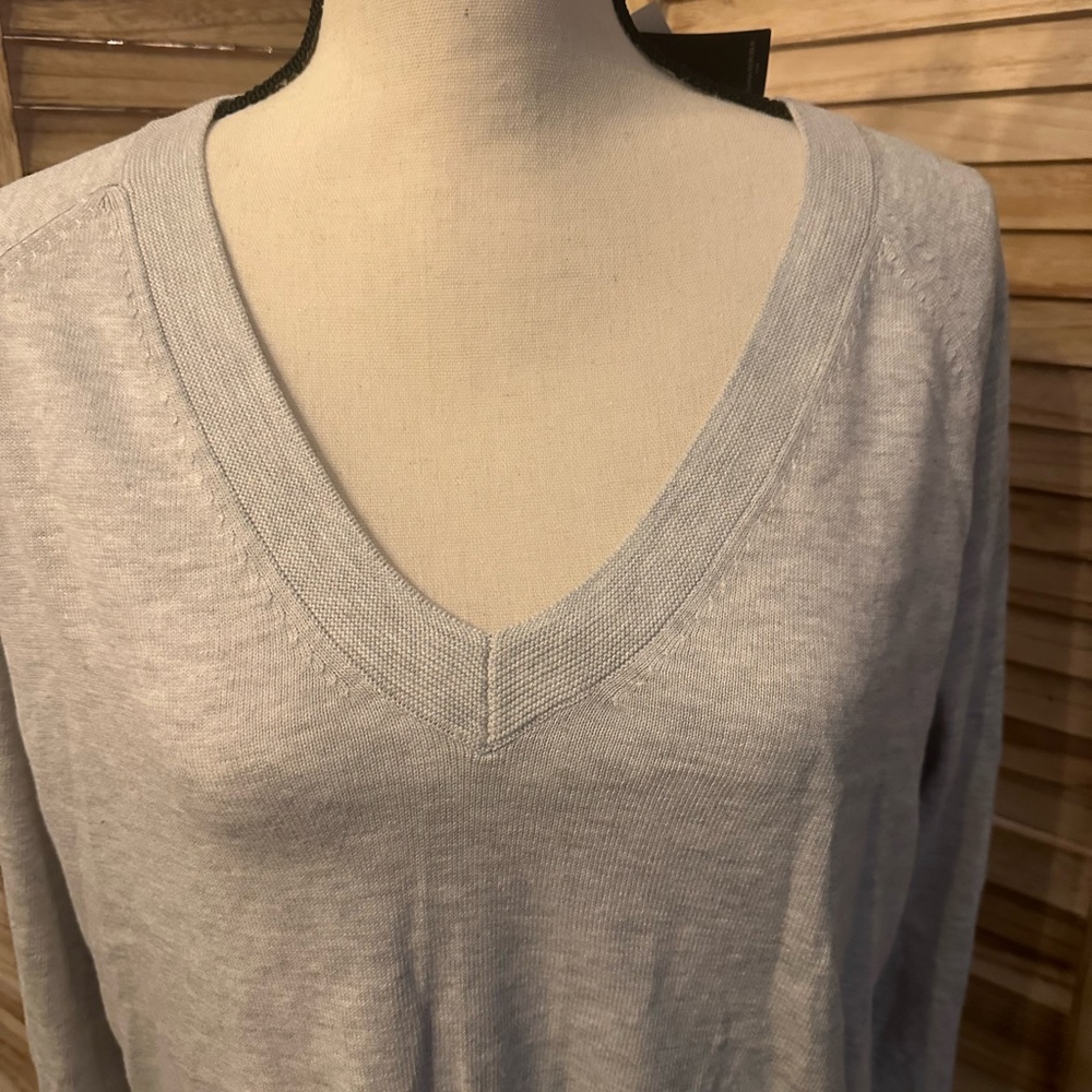 Banana Republic Soft Gray V-Neck Sweater